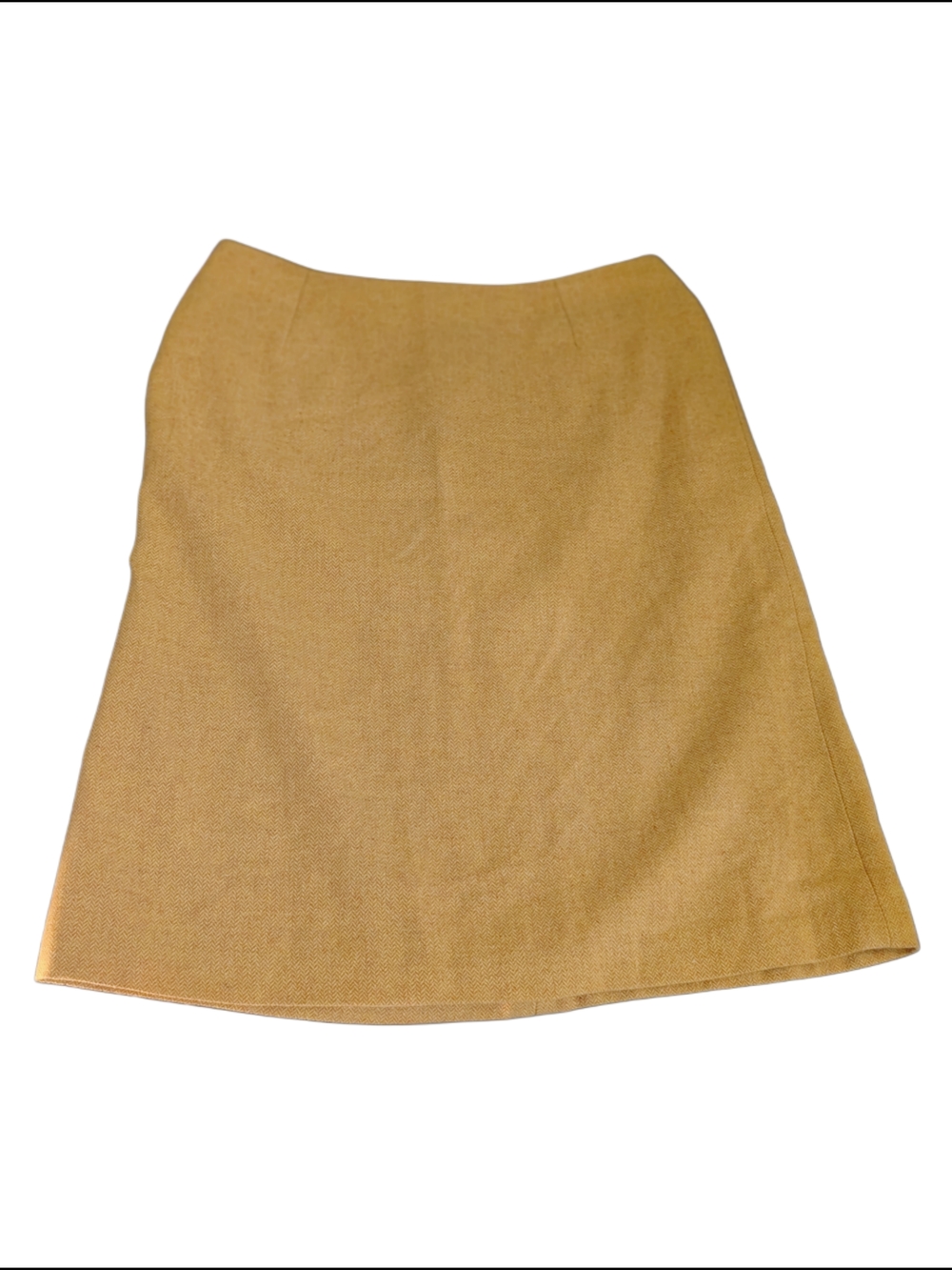 Vintage Yellow Orange A-Line Skirt Wool Blend Preppy Collegiate Made In England